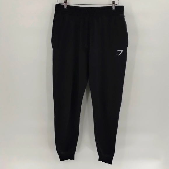 Gymshark joggers sweatpants solid black size medium cotton blend with pockets - Picture 1 of 12